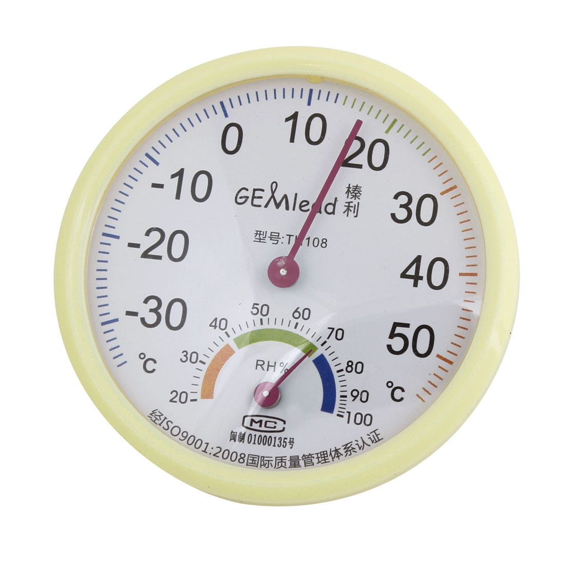 Unique Bargains Beige Plastic 20 to 100 Percent RH Measuring Temperature Gauge Hygrometer by