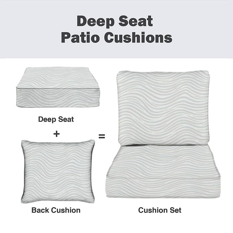 2 Piece Deep Seating Cushion Set seamless abstract light grey Outdoor Chair Solid Rectangle Patio Cushion Set