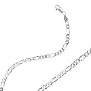 I925 JEWELRY Sterling Silver Figaro Bracelet Chain 4.3mm 925 Made in Italy Size: 8