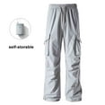 thumbnail image 4 of MELDVDIB Mens Cargo Pants Baggy Drawstring Waist Wide Leg Pant Fashion Casual Solid Color Work Trousers with Pockets White 2XL, 4 of 4