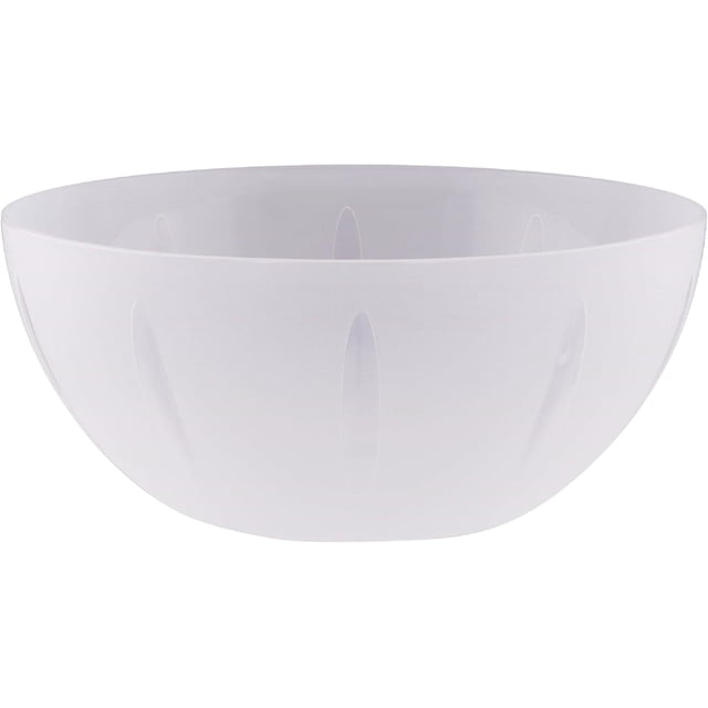 YBM HOME 10-Inch Plastic Serve Mixing Bowl for Everyday Meals can hold 120 oz, 3.75 qt. Ideal for Cereal, Snacks, Popcorn, Salad, and Fruits, Microwave Safe, Forsty White