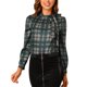 thumbnail image 1 of INSPIRAR CHIC Blusas de Trabajo para Mujeres con Cuadros y Lazo en el Cuello de Manga Larga S Verde Oscuro, 1 of 6
