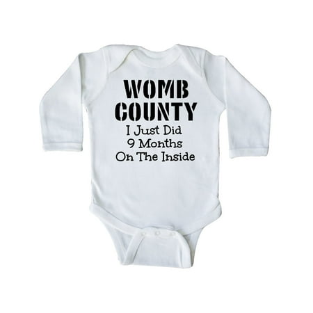 

Inktastic Womb County I just Did 9 Months on the Inside Gift Baby Boy or Baby Girl Long Sleeve Bodysuit