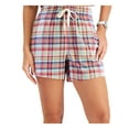 thumbnail image 3 of TOMMY HILFIGER Womens White Pocketed Elastic Waist Drawstring Logo Plaid Shorts XL, 3 of 5