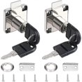 thumbnail image 1 of 2 Pieces White Latch Push Lock Zinc Alloy Desk Drawer Lock Cylinder Cabinet Lock Use for Cabinets Drawers Mailboxes, 1 of 5