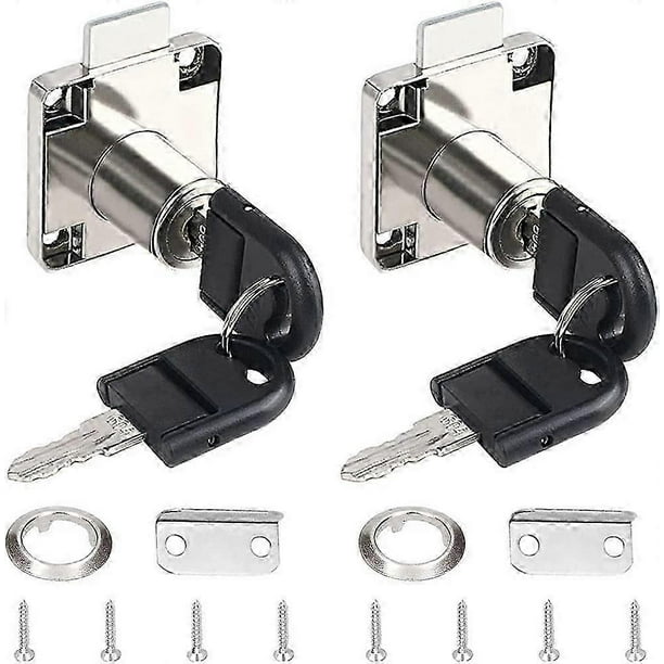2 Pieces White Latch Push Lock Zinc Alloy Desk Drawer Lock Cylinder Cabinet Lock Use for Cabinets Drawers Mailboxes