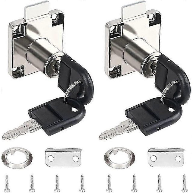 2 Pieces White Latch Push Lock Zinc Alloy Desk Drawer Lock Cylinder Cabinet Lock Use for Cabinets Drawers Mailboxes