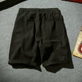 thumbnail image 4 of Fanxing Mens Cotton Linen Shorts Big and Tall Drawstring ShortsTrendy Solid Color Athletic Shorts with Pocket Black,XXL, 4 of 5