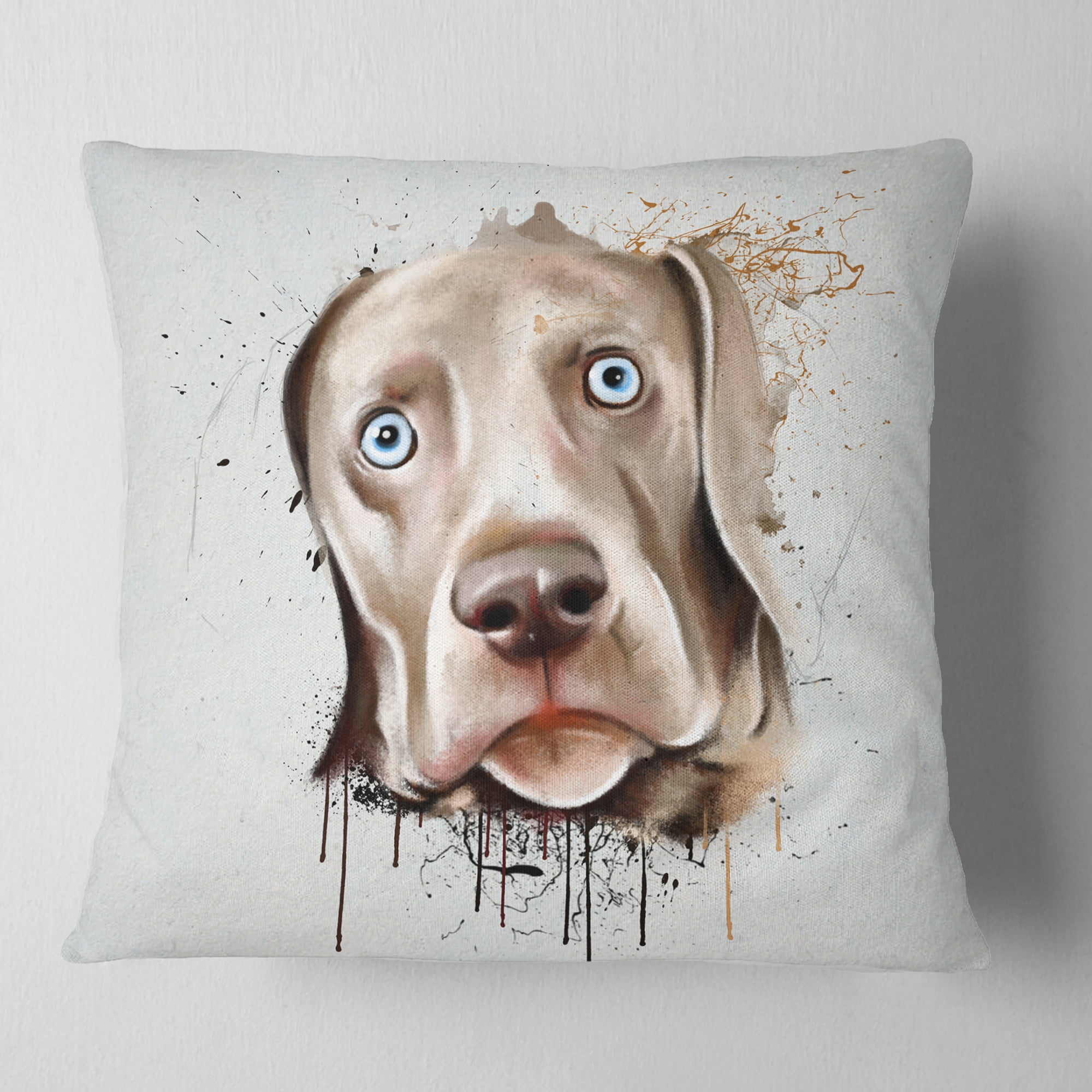 Designart Cute Dog Portrait Watercolor - Animal Throw Pillow - 18x18