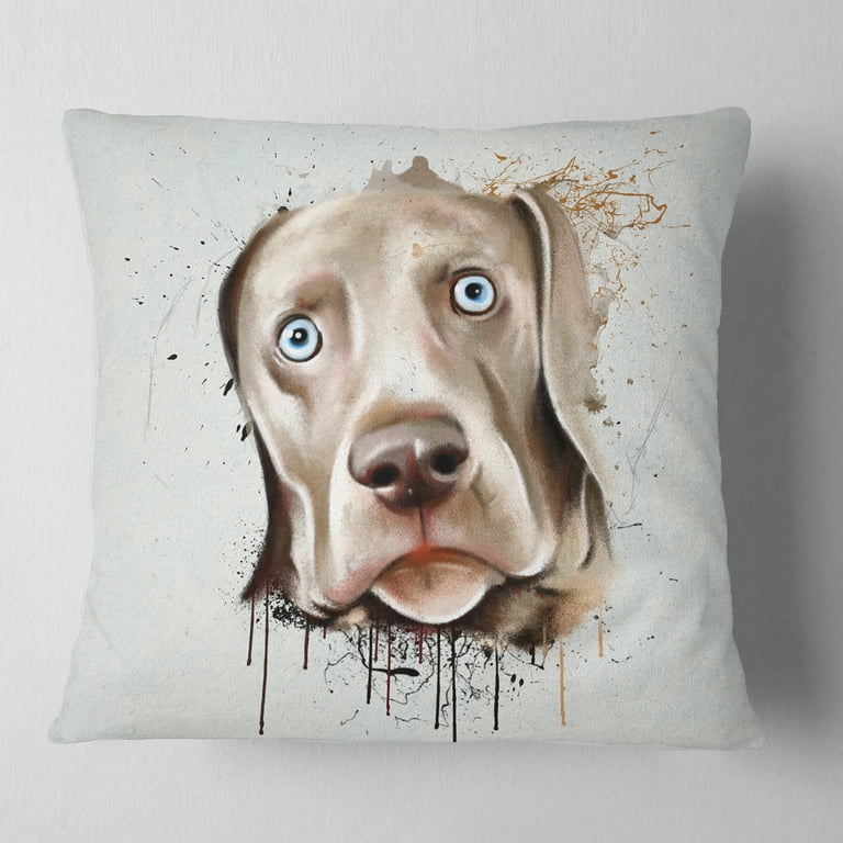 Designart Funny Puppy Dogs Watercolor - Contemporary Animal Throw Pillow -  12x20 