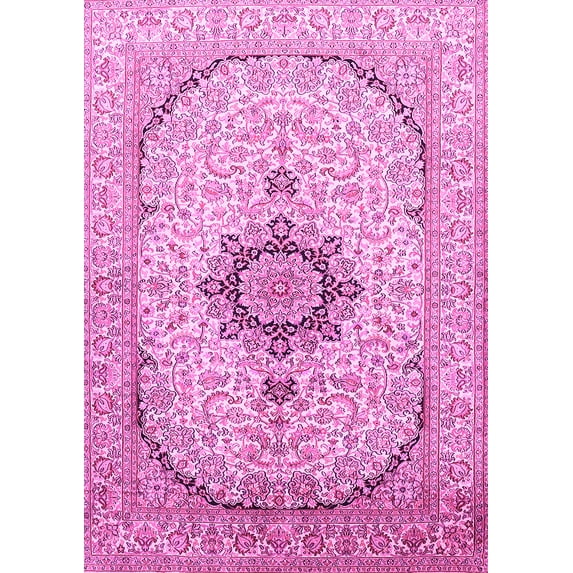 Ahgly Company Indoor Rectangle Medallion Pink Traditional Area Rugs, 6' x 9'
