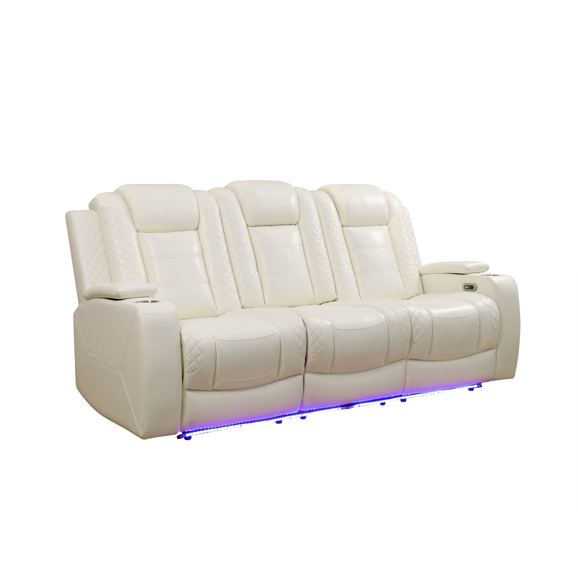 Gewnee Power Recliner Sofa Set,Air Leather 2 Pieces Sectional Couch with LED Light,Storage Console,Cup Holder for Living Room