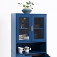 thumbnail image 4 of 63 Inch Tall Storage Cabinet with 2 Glass Display Door and 2 Wood Door, Modern Cabinet with Storage Shelves for Dining Room, Living Room, Bathroom, Office, Blue, 4 of 7