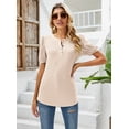 thumbnail image 3 of ZHENWEI Women's Puff Short Sleeve Tops Casual Crewneck Tee Shirts Classic Ribbed Blouses, 3 of 7