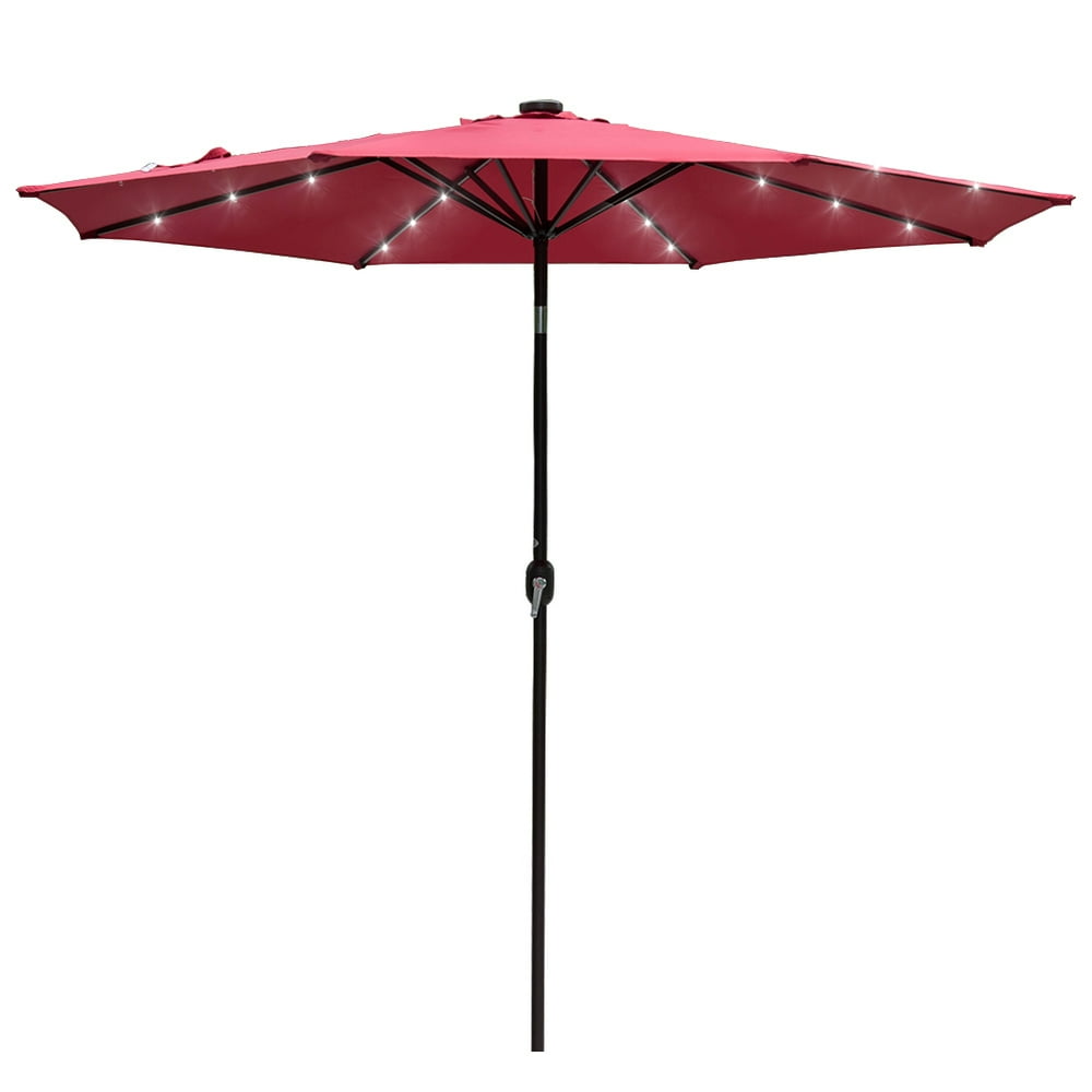Sundale Outdoor 10 ft Solar Powered 24 LED Lighted Patio Umbrella Table Market Umbrella with