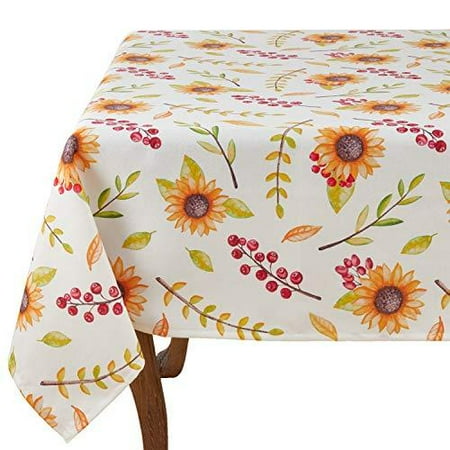 

Fennco Styles Watercolor Tropical Sunflower 55 x 55 Inch Tablecloth for Home DÃ©cor Banquets and Special Occasions