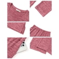 thumbnail image 6 of UVN Fall Womens Pajama Set 2 Piece Long Sleeve V Neck Top and Wide Leg Pant Ladies Soft Matching Lounge Set with Pockets, 6 of 11