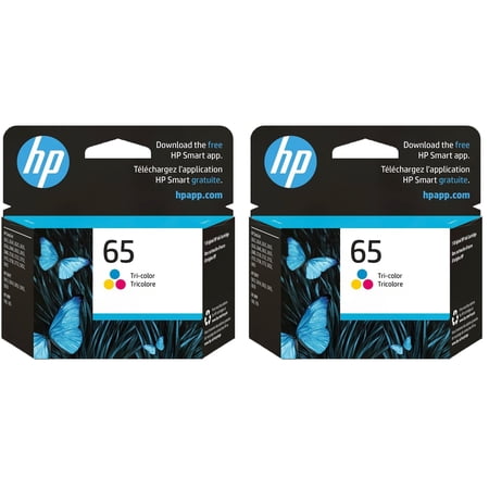 HP 65 Tri-Color N9K01A Ink Cartridges 2-pack for HP DeskJet 2600, 3755, ENVY 5055 Series Printers, 2 Count (Sold Without Manufacturer Warranty) Packaging May Vary
