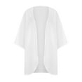 thumbnail image 4 of Plus Size White Kimono Cardigan,Cardigans for Women Summer Chiffon Floral Print Puff Sleeve Kimono Cardigan Loose Beach Cover Up Casual Blouse Tops, 4 of 8