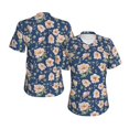 thumbnail image 3 of Yiaed Flower Print Women's T Shirt V-Neck Short Sleeve Shirt Casual Breathable Tee Summer Tops-X-Large, 3 of 5