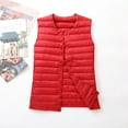 thumbnail image 4 of Women's Quilted Puffer Vest Lightweight Packable Cropped Down Jacket Sleeveless Button Up Outerwear Winter Clothes (L, Red), 4 of 4