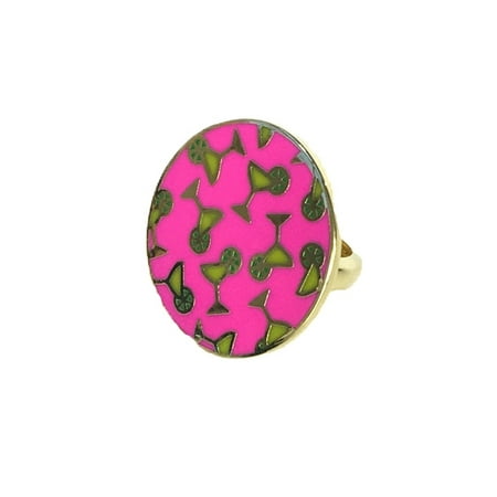 

Covet Pink Martini Enamel Disc Statement Ring Gold