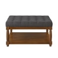 thumbnail image 5 of CQSXDA Square Upholstered Tufted Linen Ottoman Coffee Table with Durable Solid Wood Shelf for Style，Charcoal, 5 of 5