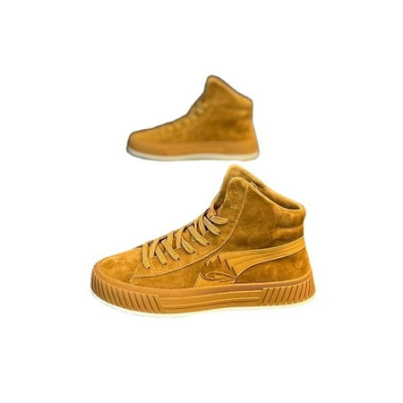 

Ritualay Men Skate Shoe Plush Lined Sneakers Lace Up Casual Shoes Fashion Comfort Ankle Booties Mens Keep Warm Camel Upgraded version 5.5