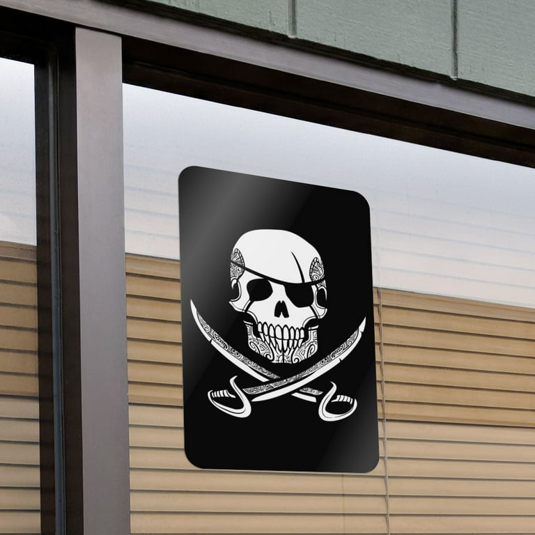 Skull Crossed Swords Flag - Reflective Sticker at Sticker Shoppe