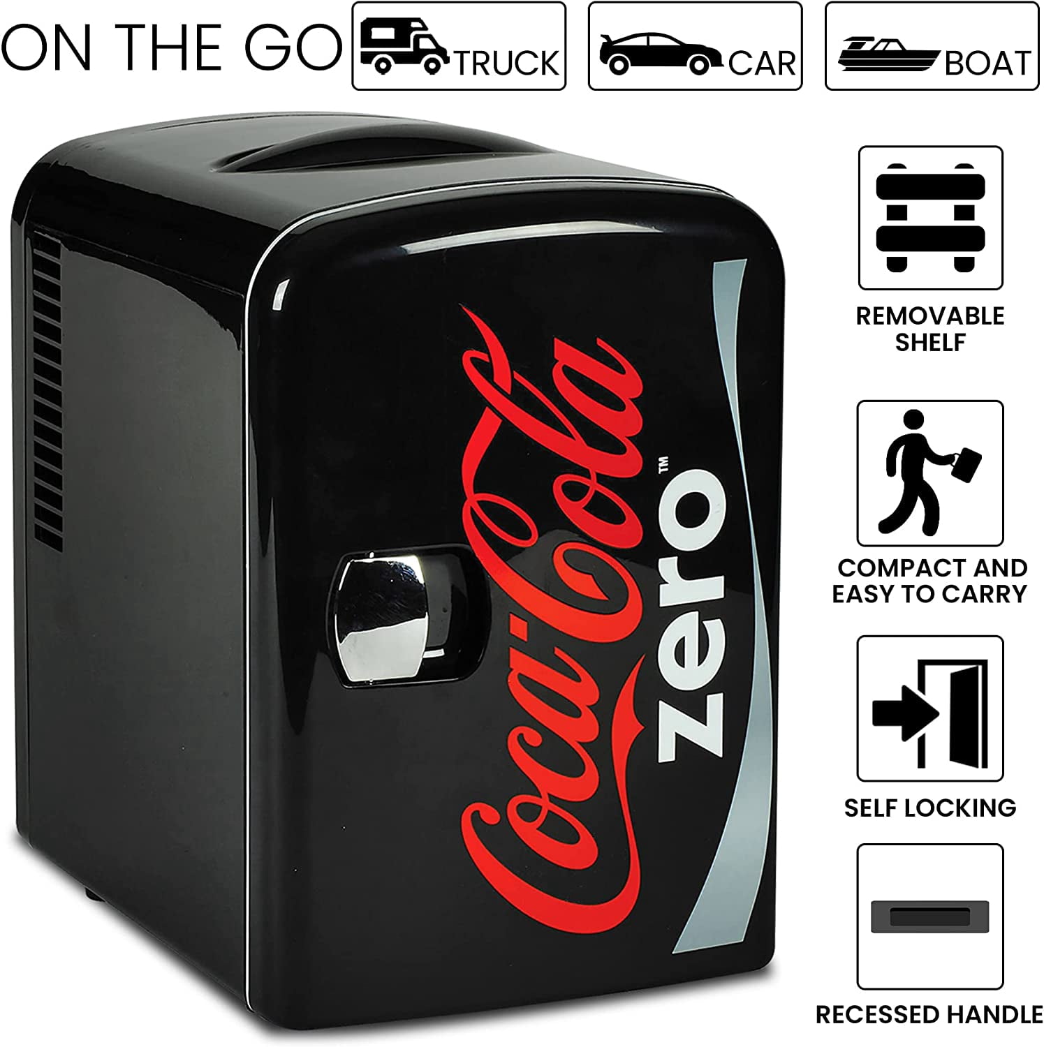 Zero  Fridge - 6 Can Portable Refrigerator for Car Office Dorm, 12V/110V Dual Power Beverage Cooler with Thermoelectric Cooling