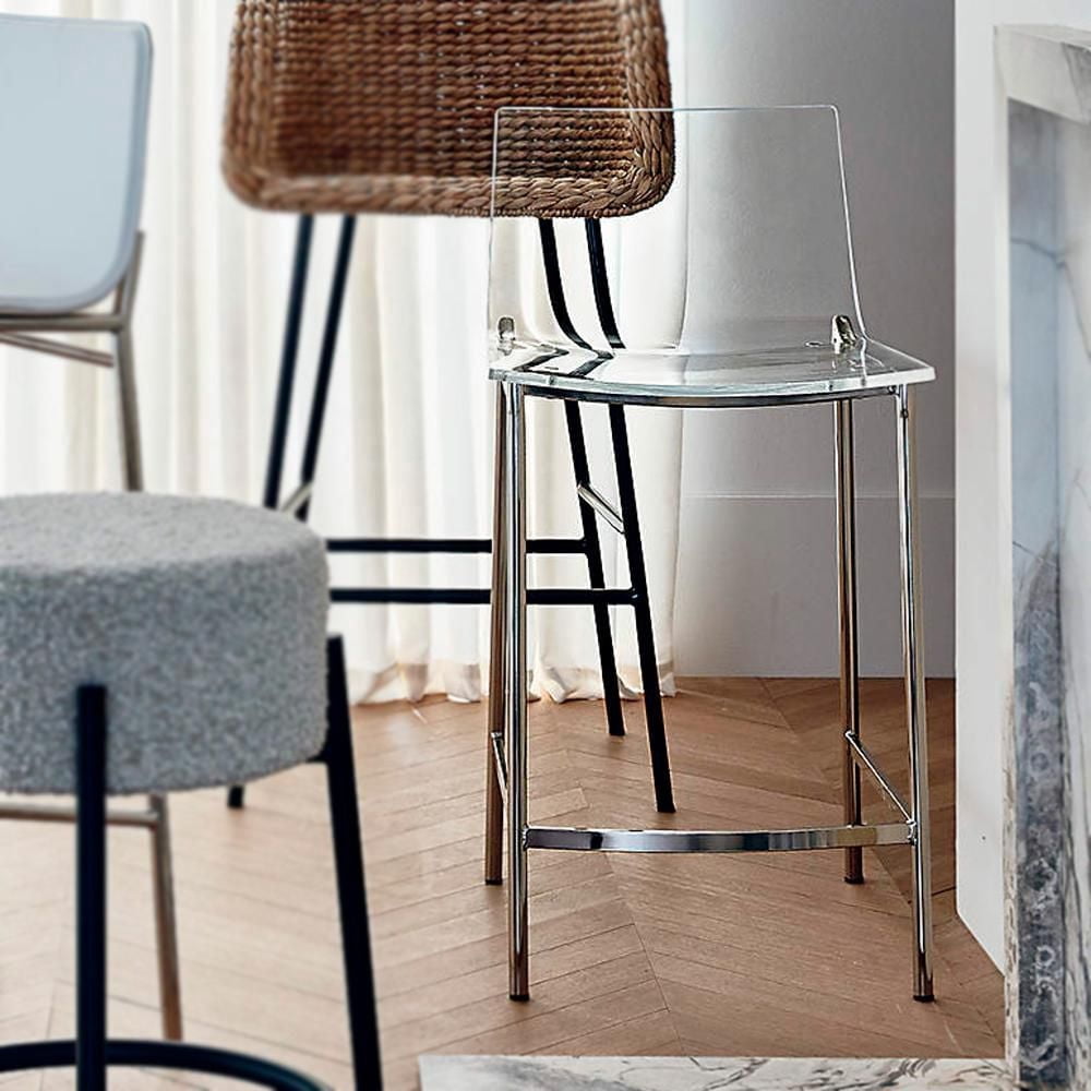 Heavenly Collection Clear Acrylic Counter Stool with Silver Base – Perfect for Kitchen Island or Dining Area