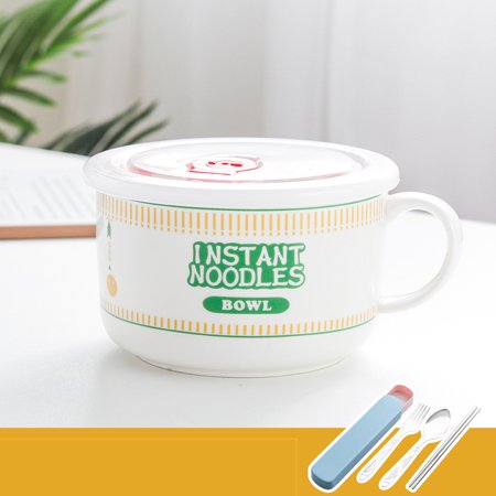 

Homeex Japanese Creative Ceramic Instant Noodle Bowl With Lid Green C 6inches