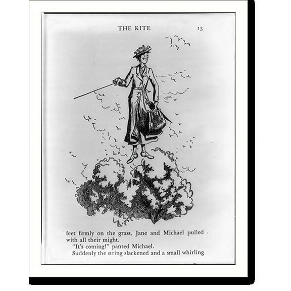 Historic Print, [Illustration by Mary Shepard for Mary Poppins" books by P.L. Travers, reproduced for LCQJ Oct. '67 by permission of Harcourt, Brace & World Inc.]" - 2, 16" x 20"