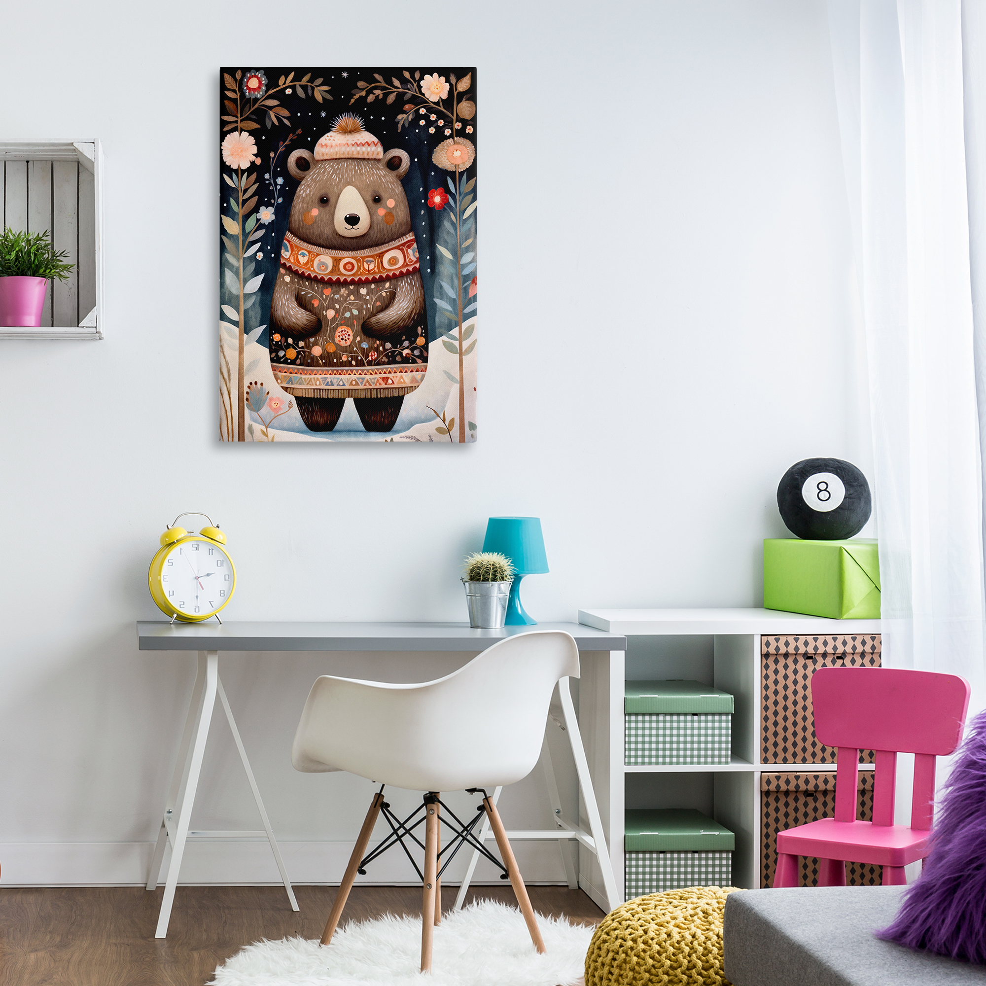 Stupell Industries Winter Woodland Bear Animals & Insects Painting Gallery Wrapped Canvas Art Print Wall Art, 24 x 36