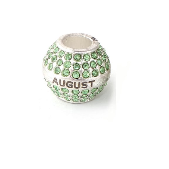 Sexy Sparkles Rhinestones August Birthday Birthstone With Month Engraved on Charms for Snake Chain Charm Bracelet - Zink Metal Alloy