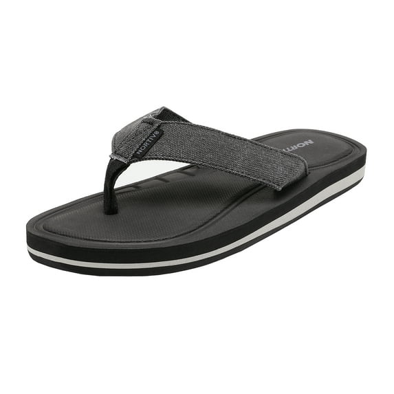 Nortiv 8 Mens Outdoor Flip-Flops Slippers Light Weight Beach Sport Sandal Slides Reviva-1 Black/Grey Size 11