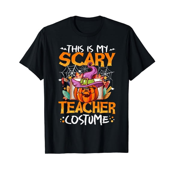This Is My Scary Teacher Costume Funny Teacher Halloween Cotton Black T-Shirt
