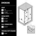 thumbnail image 3 of VIGO Winslow 34 in. L x 58 in. W x 74 in. H Frameless Sliding Rectangle Shower Enclosure in Stainless Steel with Clear Glass, 3 of 12