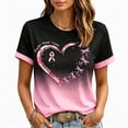 thumbnail image 2 of Domuza Breast Cancer Shirts Women Pink Ribbon Graphic Cancer Survivor Short Sleeve Crew-Neck T Shirts ,in October We Wear Pink Top M, 2 of 7