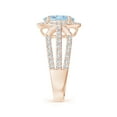 thumbnail image 3 of ANGARA Natural 1.5 ct Aquamarine Triple Shank Cocktail Ring with Diamond Halo in 14K Rose Gold for Women (Size-9x7mm) | March Birthstone, Anniversary, Jewelry Gift for Women | Natural Aquamarine Ring, 3 of 9