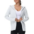 thumbnail image 2 of White Womens Tops Women's Sun Shirts Jacket Zip Up Hoodie Long Sleeve Summer Ice Outdoor with Pockets Shirts for Women, 2 of 4
