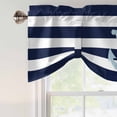 thumbnail image 5 of Tie Up Valances for Windows, Navy Blue Striped Adjustable Valance Curtains Window Treatment for Living Room/Bedroom, Blue Anchor Nautical Farmhouse Rod Pocket Kitchen Curtains & Drapes 42x12 Inch, 5 of 9