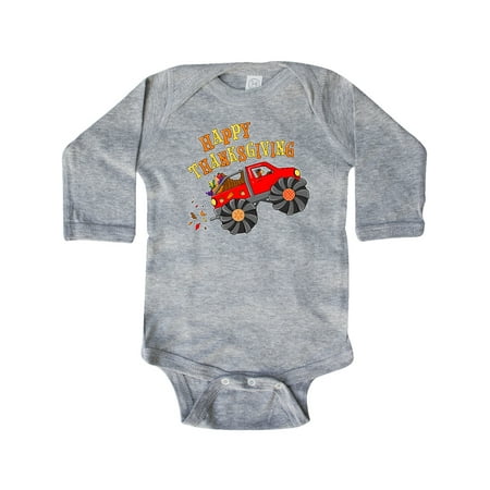 

Inktastic Happy Thanksgiving Monster Truck with Turkey and Food Gift Baby Boy or Baby Girl Long Sleeve Bodysuit