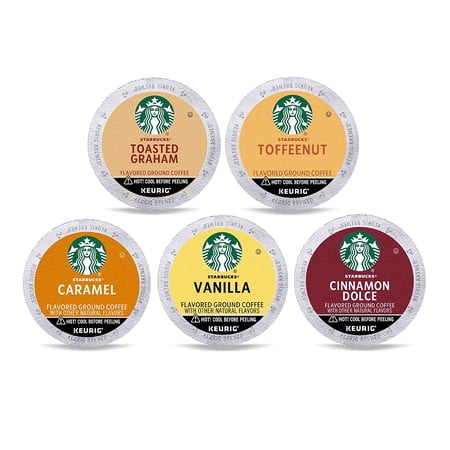 Starbucks K-Cup Coffee K-Cup Pods—Flavored Coffee—Variety Pack (Toasted Graham  Toffeenut  Caramel  Vanilla  Cinnamon Dolce) 50 K-Cup pods