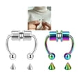 thumbnail image 4 of 5 Pair Stainless Steel Fake Non-Piercing Nose Rings Rock Lodestone Fashionable Punk Style Trend Body Jewelry Hoop Women Men Colorful, 4 of 8