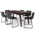 thumbnail image 5 of Simpli Home Warner / Draper Mid Century Modern 7 Pc Dining Set with 6 Upholstered Dining Chairs in Distressed Charcoal Grey PU faux leather and 66 inch Wide Table, 5 of 13