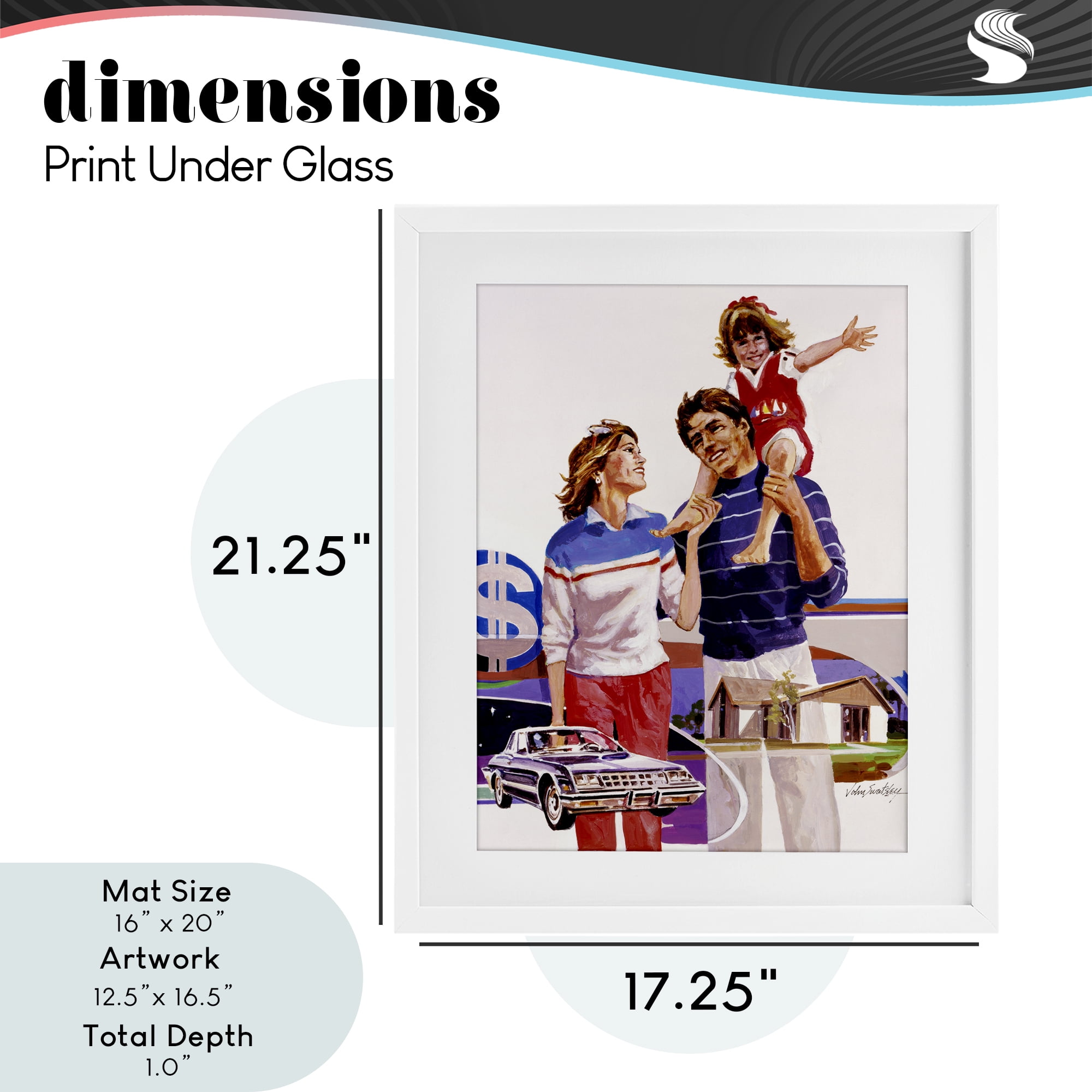 Retro Family Nostalgia Portrait White Framed Print Under Glass, design by Wind River Studios