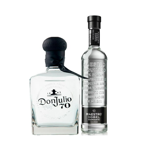 Tequila Don Julio 70 Cristalino Añejo 700 mL + Tequila Maestro Dobel Diamante S/Estuche 700 ml
