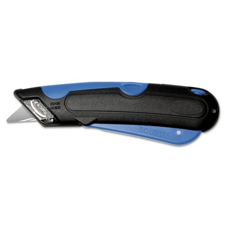 

COSCO Easycut Cutter Knife w/Self-Retracting Safety-Tipped Blade 6 Plastic Handle Black/Blue (091508)