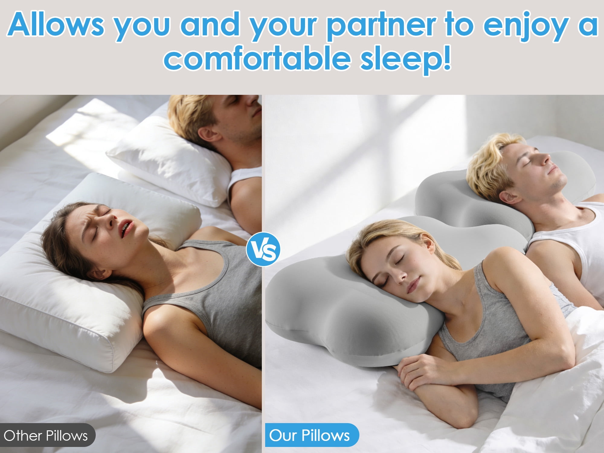 MOONORAH Cervical Pillow for Pain Relief, Contour Memory Foam Pillows for Sleeping, Ergonomic Orthopedic Pillow Cooling Pillow Bed Pillow for Side Back Stomach Sleepers, with Pillowcase, Gray